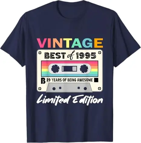 Classic Est 1995 Cassette Tape Limited Edition Awesome T-Shirt 30th Birthday Mama Dad Gift Best of 1995 Vintage Saying Tee Tops