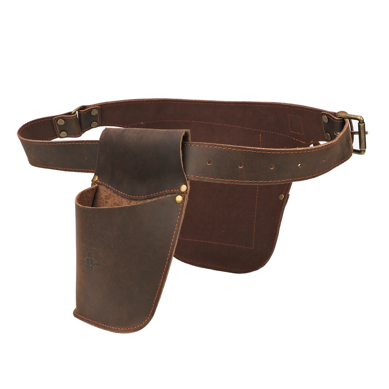 Tourbon Genuine Leather Florists Tool Belt Pouch Tool Waist Holster for Electrician Carpenter Construction and Gardener Brown