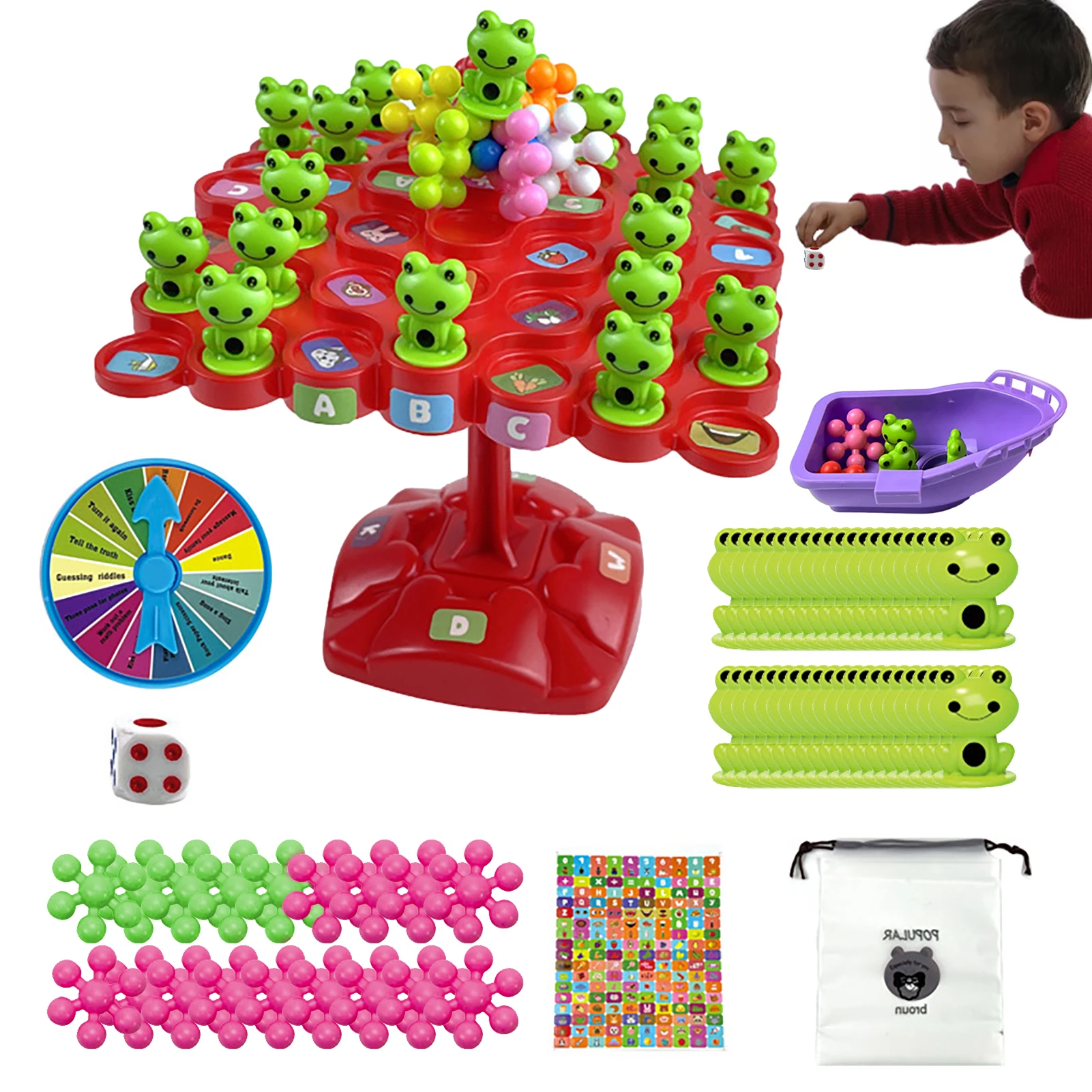 

Frog Balance Math Game Set Safe And Smooth Frog Balance Tree Toys Multi-Fuctional Montessori Puzzle Thinking Toys