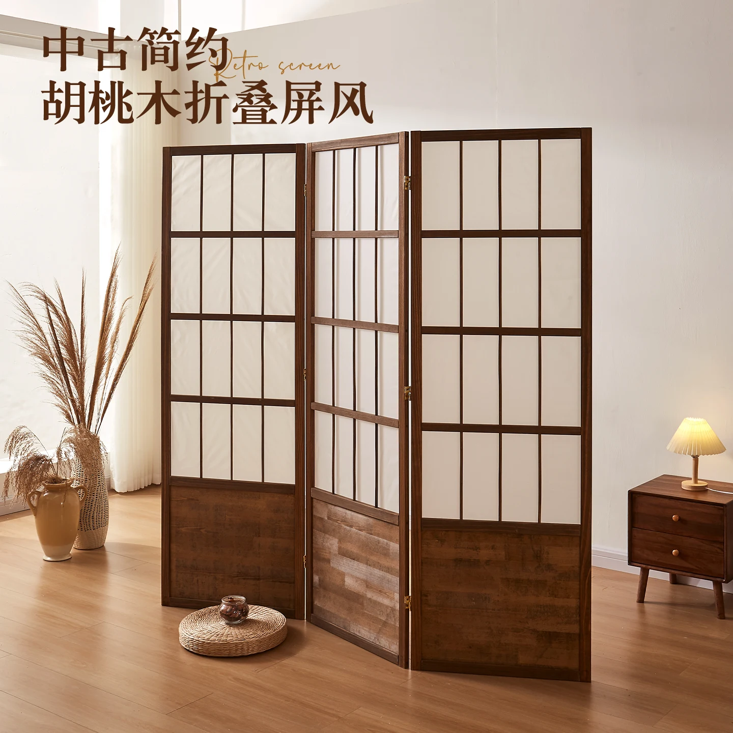 

Japanese-style screen partition Zen mobile folding screen simple modern living room entrance hotel Zhangzige photography props