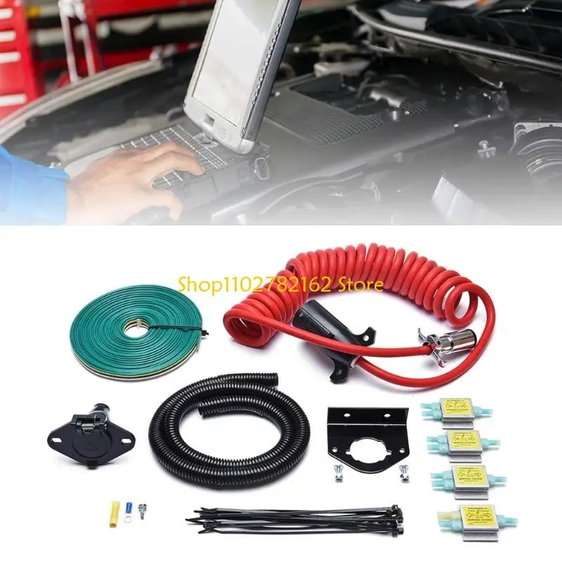 

547B For Trailer 15267 Tractor Towed Vehicle Wiring 6 Wire to 7 Wire Combination Power Cord Cable Ties Wire Connector