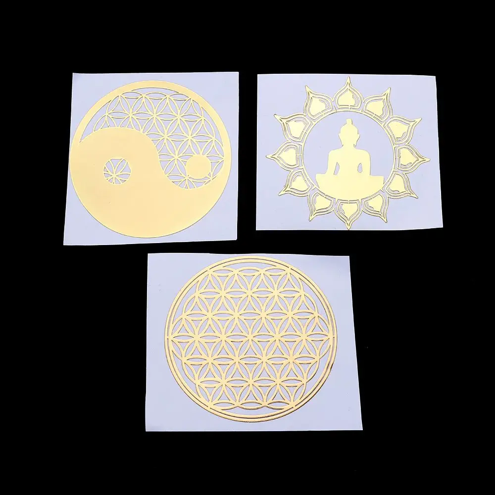 DIY Making Material Gold Color Art Crafts Energy Sticker Sacred Geometric Sticker Metal Copper Sticker for Making Mold