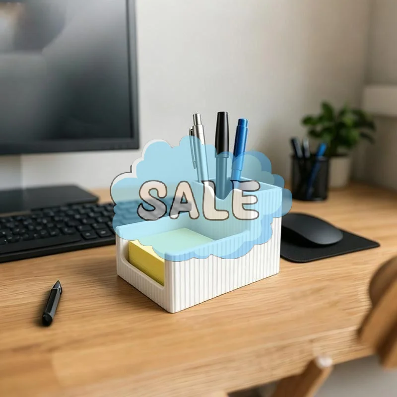 ∘3D Printed Pen Holder Sticky Note Dispenser Multifunctional Desktop Organizer for Gaming Office Home School Stationery