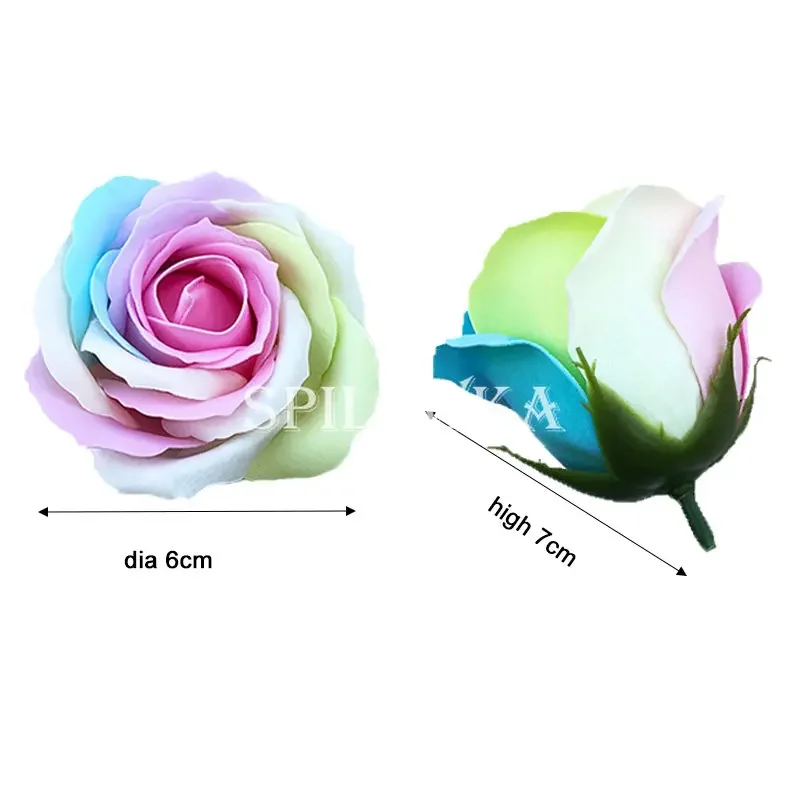 Spilewka 25pcs/lot Colorful Roses Decorative Flower Artificial Flower Wedding Favors Valentine's Day Gift Rainbow Rose Bouquet