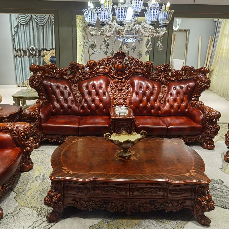 *# Classic Luxury Wood Carving Living Room Furniture Set, High Quality Wooden Hand Carved Royal Furniture