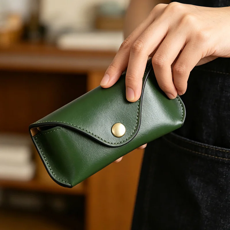 Genuine Leather Glasses Bag Creative Design Light Luxury Fashion Sunglasses Case Outdoor Simple Portable Storage Box