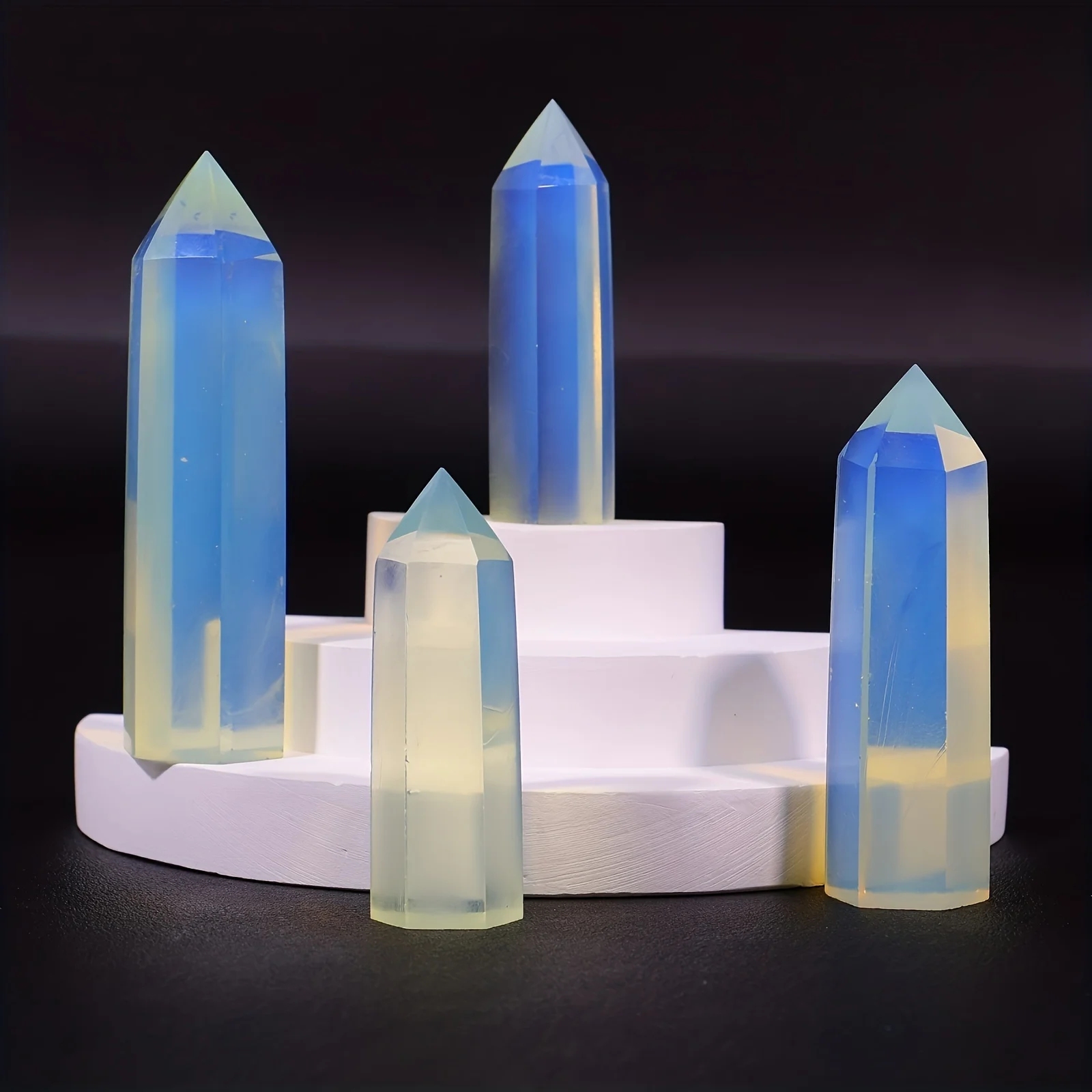 Opal Tower - Crystal Point Crown Chakra Obelisk For Meditation & Home Decor | Ideal Healing Crystal Gift For Parents Halloween