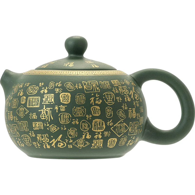 Handmade purple sand green mud Baifu teapot gift box packed Xishi pot Kung fu teapot gift