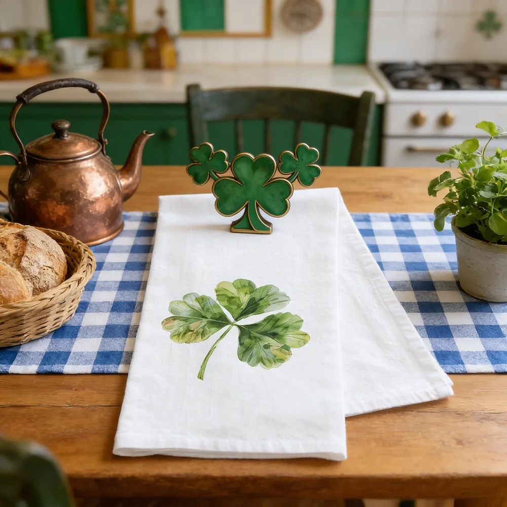 Kleeblatt St. Patrick's Day Geschirrtuch St. Patrick's Day Urlaub Küche Tischdekoration Handtuch Einweihungsfeier Gastgeberin Geschenk