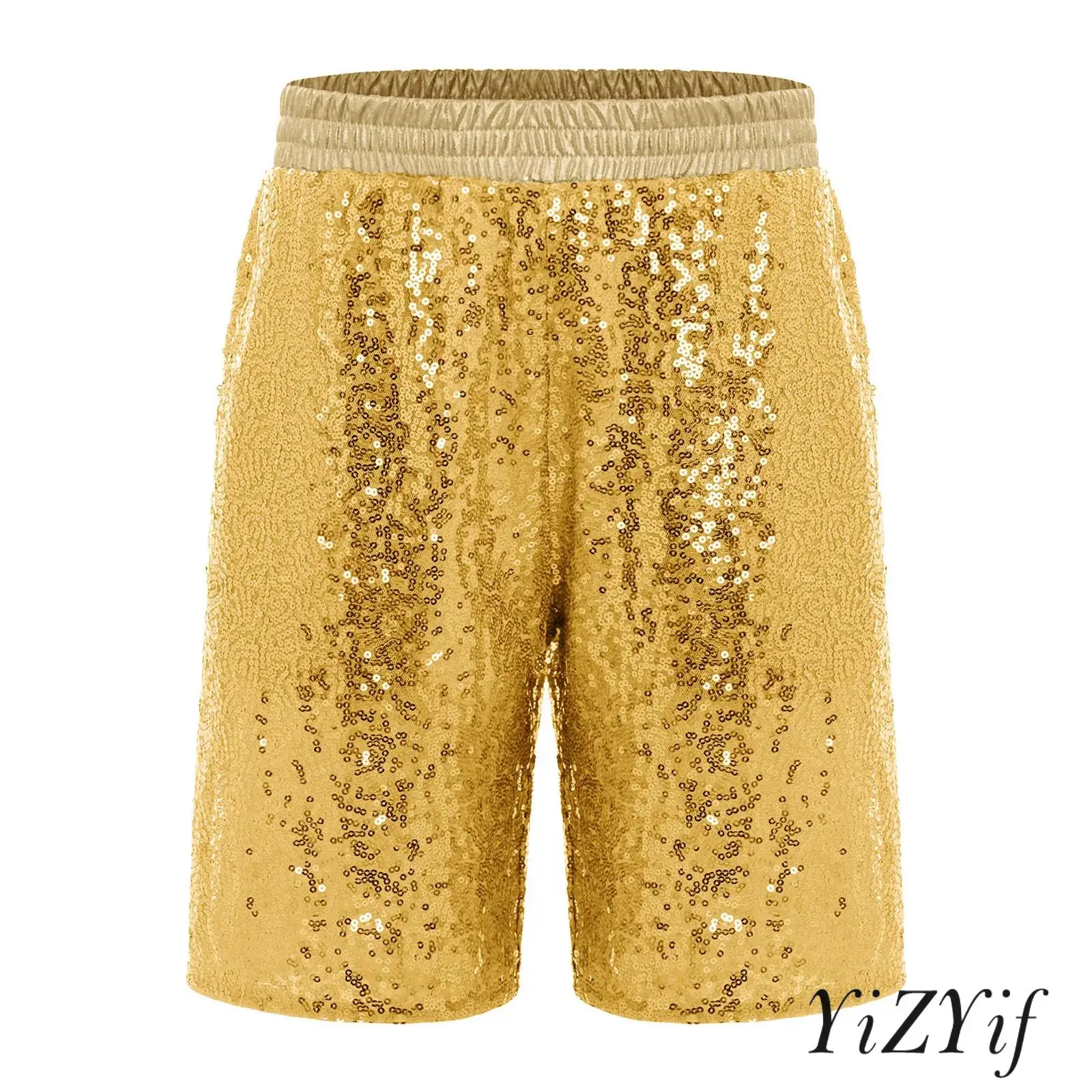 

Kids Boy Jazz Dance Stage Performance Costume Elastic Waistband Soft Lining Shiny Sequins Shorts/Top for Stage Dance Performance