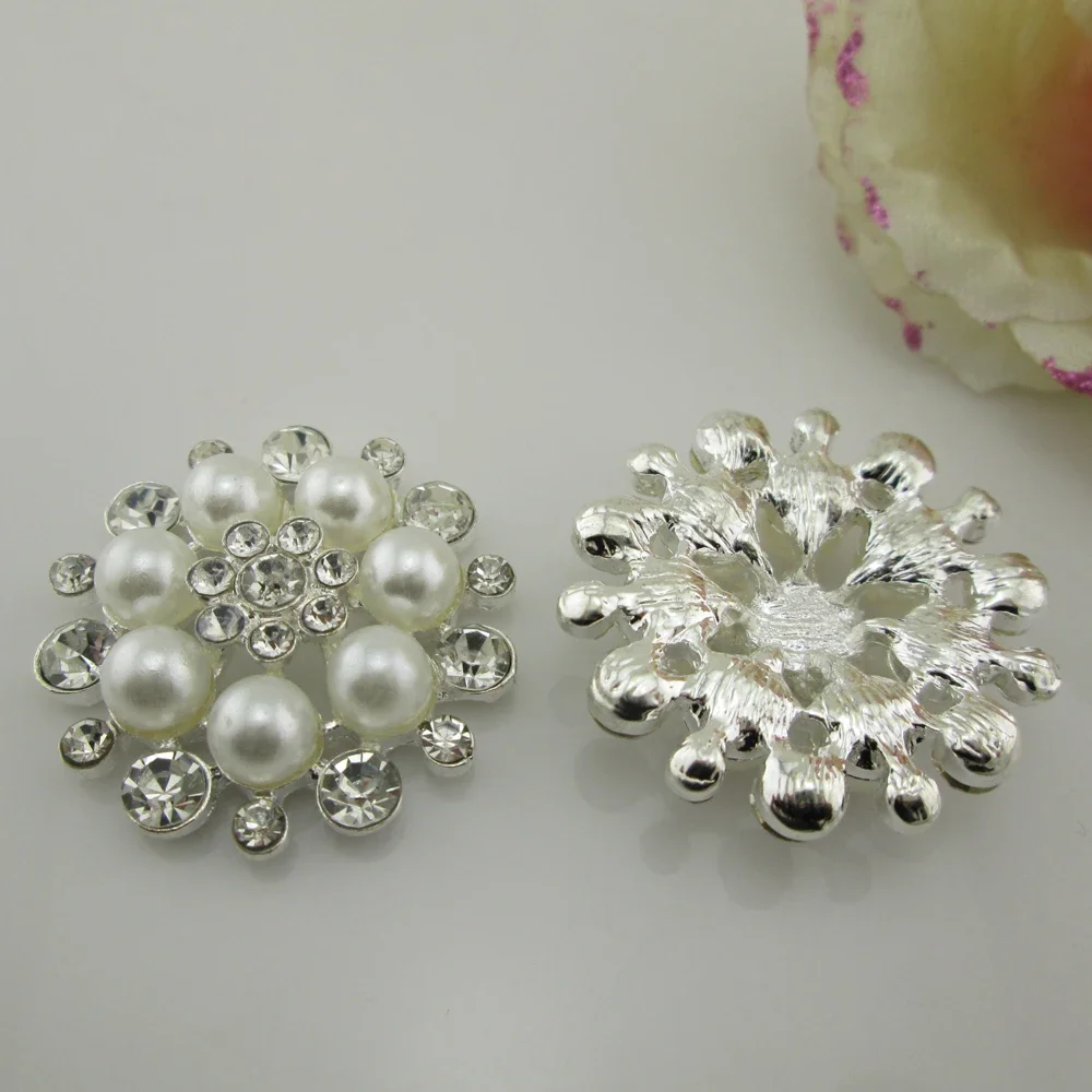 10 Colors Mix Pearl Alloy Rhinestone Buttons for Girl Hair Accessories Rhinestone Embellishments