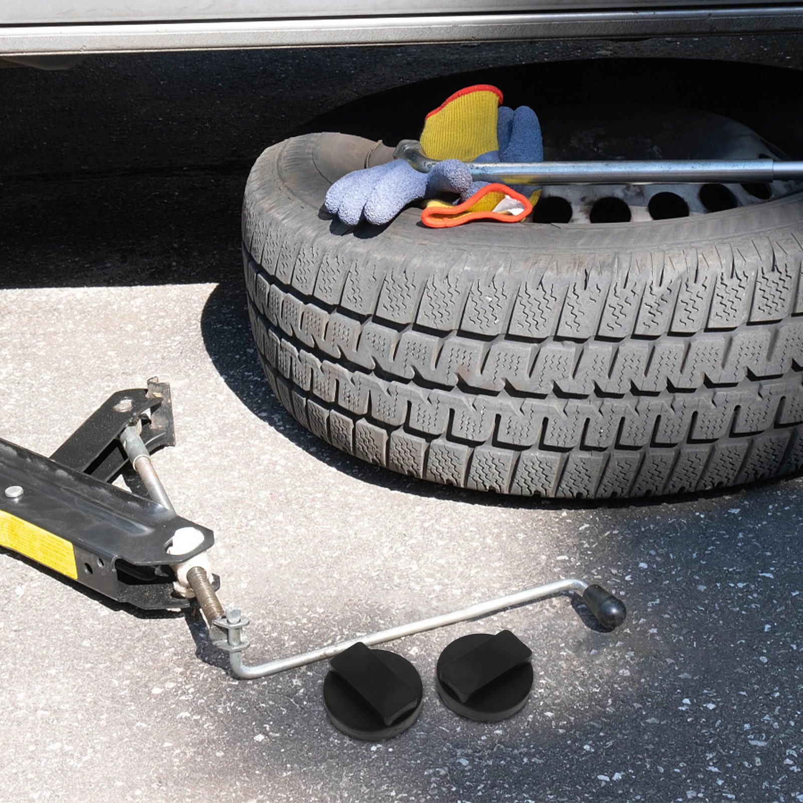 

2pcs Rubber Shock Absorber Blocks Car Jack Hydraulic Support Durable Anti Scratch Floor Jack Stand Pad Vehicle Lifts
