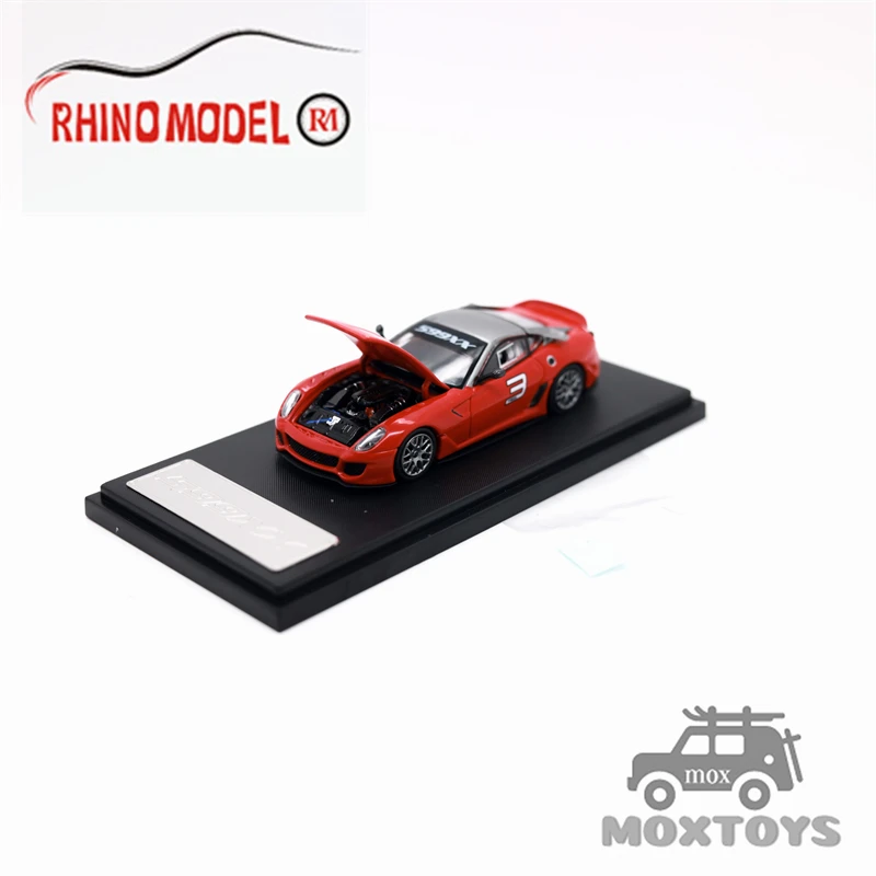 Rhino modelo RM 1:64 599XX rojo limitado999 modelo fundido a presión capó de apertura de coche con motor detallado