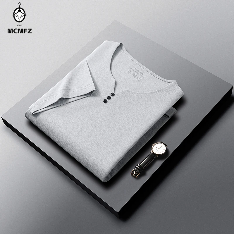 Mens Slim Fit Casual T Shirt Simple Henley Neck Design Short Sleeve Tops For Street Style And All Occasions