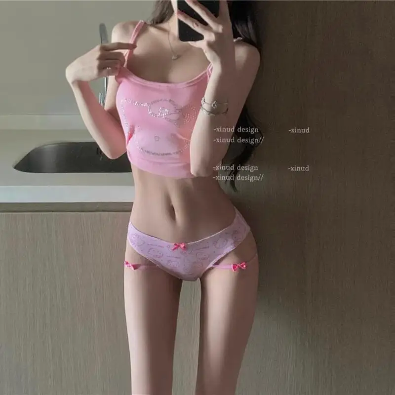 Hot Japanese Hallokitty Anime Cute Cat Girl Silky Underwear Sexy Women's Underwear Lingerie Lady's Gift Anime