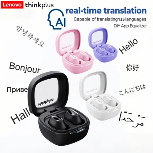 Imagen 1 del producto Lenovo XT62 auriculares inalámbricos Bluetooth impermeables Control táctil baja latencia HiFi auriculares deportivos aplicación AI traductor auriculares