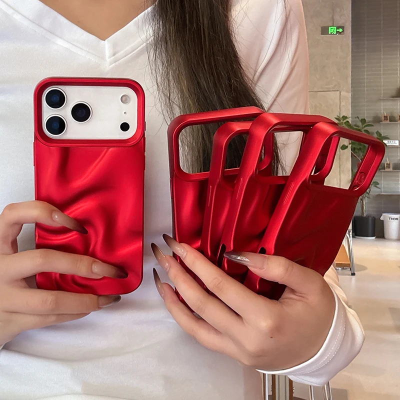 عيد الميلاد الأحمر مجسمة تموج الماء قضية الهاتف آيفون 17 برو ماكس الهواء 11 12 13 14 15 16 برو ماكس للصدمات بولي TPU الغطاء الخلفي