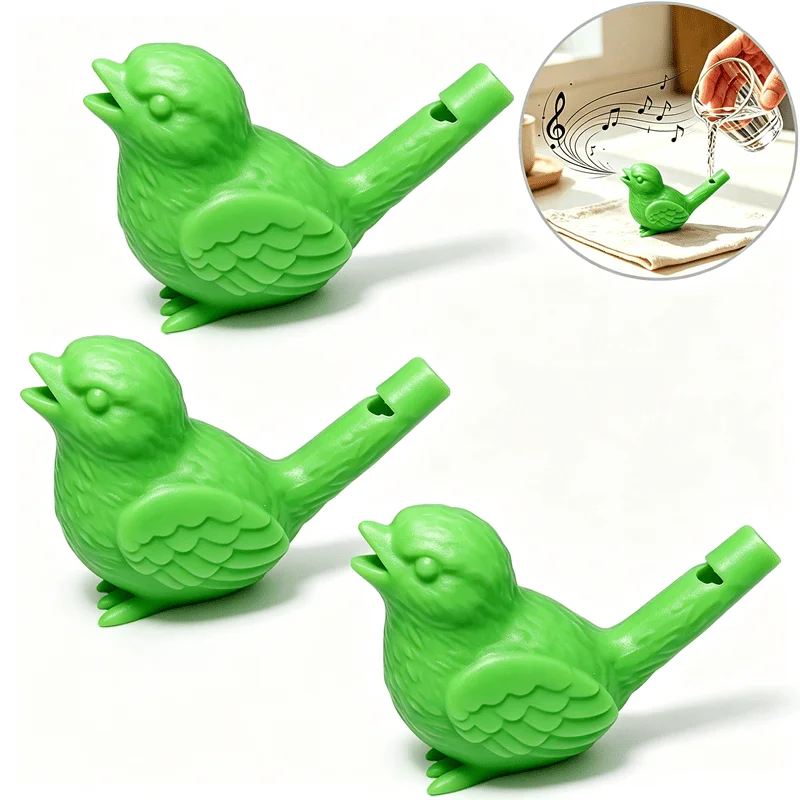 3/1pcs Green 3D Printed Water Bird Whistle, Water Blowing Sound, Realistic Bird Chirp, Cute Bird Figurine, Desktop Decor for Fun