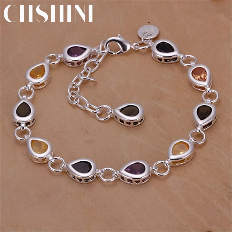 

Wholesale 925 Sterling silver Noble charm Bracelets Zircon chain crystal Jewelry fashion for women wedding lady cute