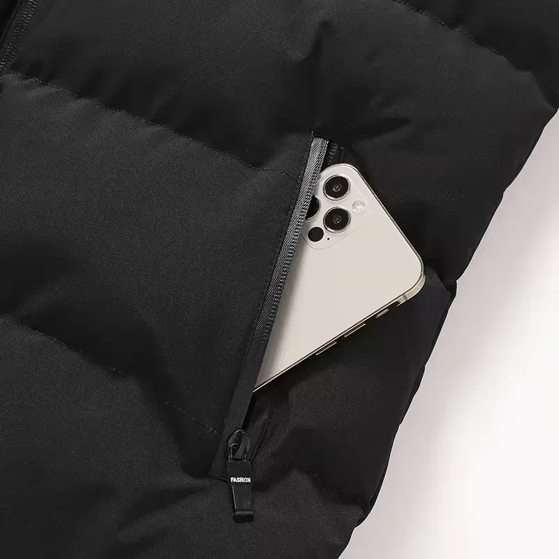 

Новый мужской зимний утепленный жилет с воротником-стойкой, однотонный, без рукавов, на молнии, теплый жилет-куртка для мужчин