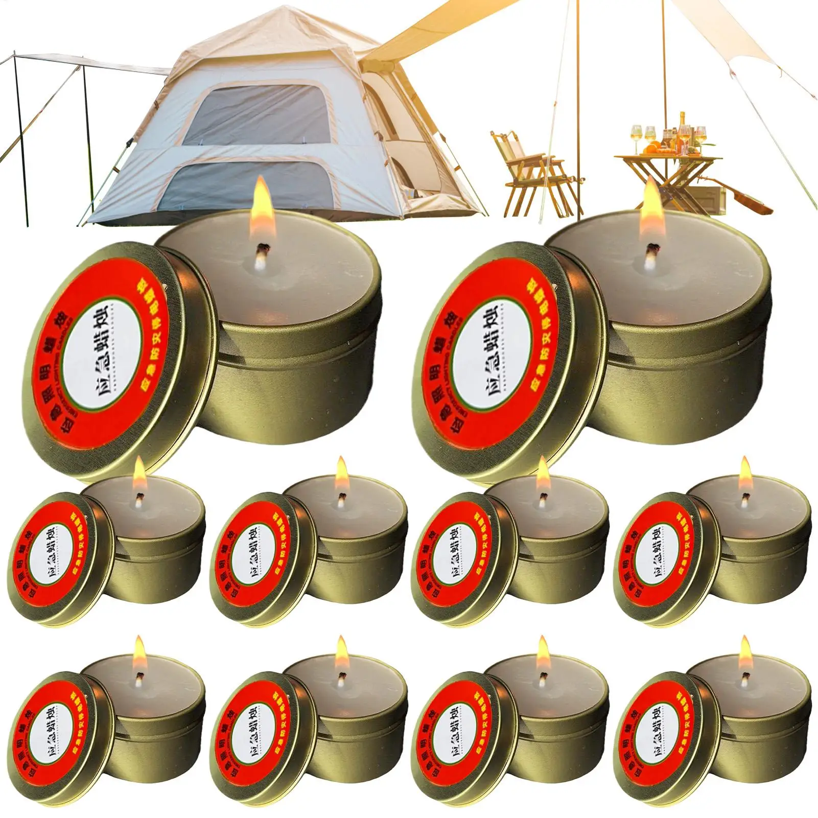 Long-Lasting Emergency Candles 10pcs Unscented Flameless Windproof Survival Candles For Home Power Outages Camping Outdoor