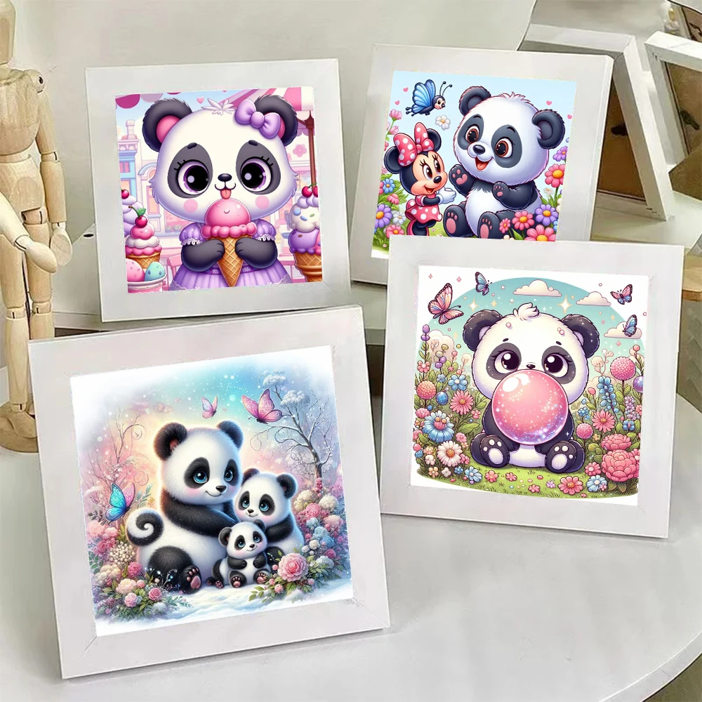 Cute Panda Cartoon Cartoon Creativity Diamond Painting DIY Summer Flower Reading Full Drills 5D Mosaic Embroidery Cross Stitch