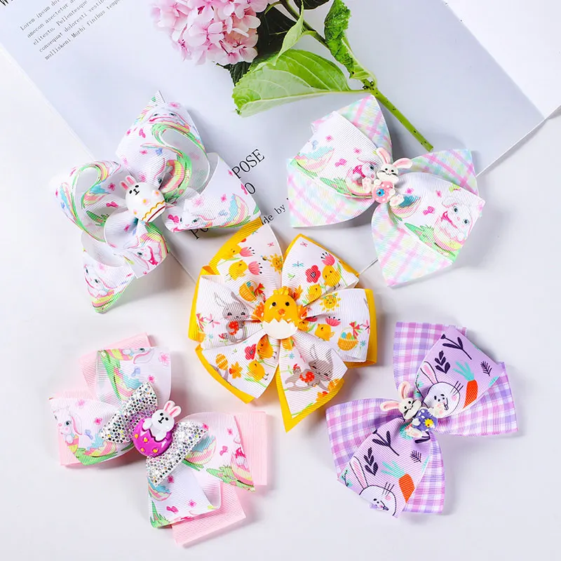 1pc Boutique Hair Bows Clip For Girls Cute Rabbit Chick Hair Clips Headware Kids Handmade Hairpin Barrettes Hair Accessories