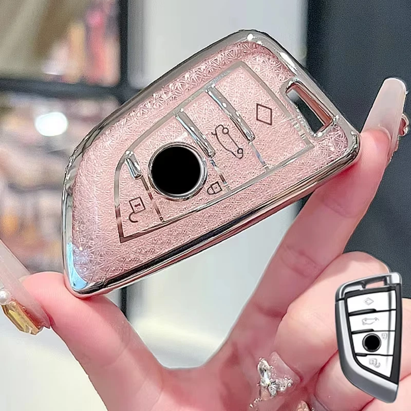 Diamond Pink Style Fob for BMW 1 3 5 7 Series X1 X3 X5 X7 F10 F15 F16 F20 F21 F30 F31 F32 F34 G01 G02 G20 M3 Car Key Case Cover - view 6