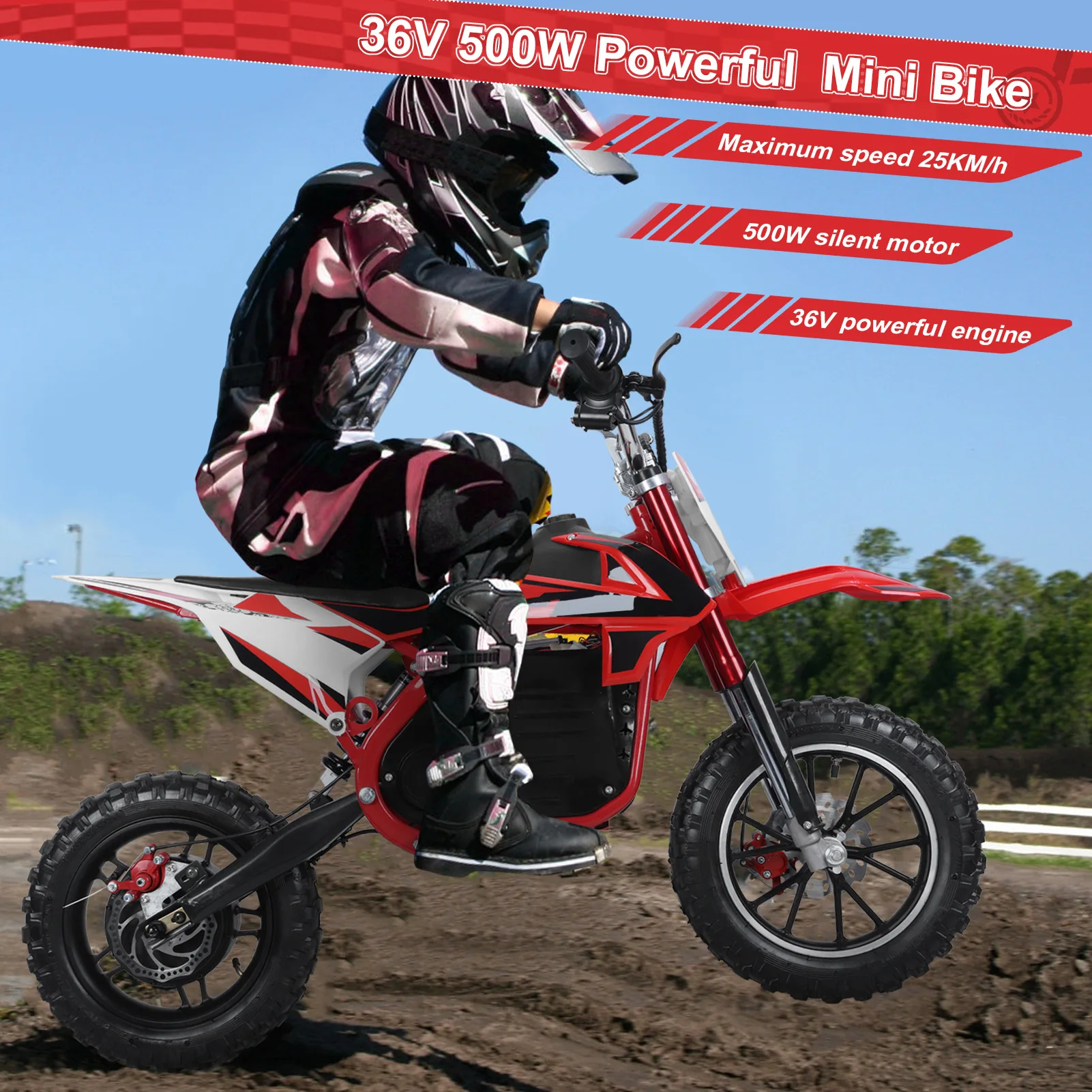 500W Dirtbike Children's Sports Mountain Racing Light and Small Children 36V Mini Electric Motocross Bike