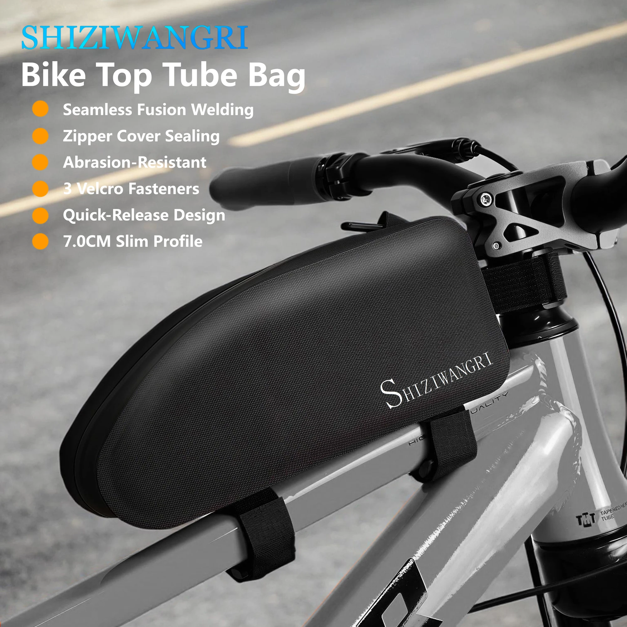 

SHIZIWANGRI 1.7L Bicycle Bag Cycling Top Front Tube Frame Bag PVC/TPU Waterproof Cycling Front Bag for Outdoor Riding