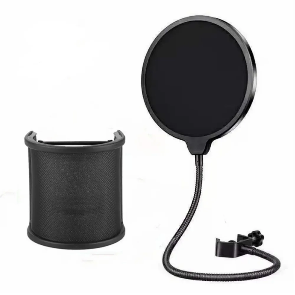 

Besegad Double-layer Iron Mesh Microphone Microfone Mic Wind Screen Anti Pop Filter for Studio Recording Video Chat Broadcasting