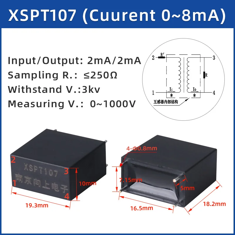 

Micro voltage transformer XSPT107 2mA/2mA 110V 220V 380V Can replace zmpt107 potential transformer small ac current transform