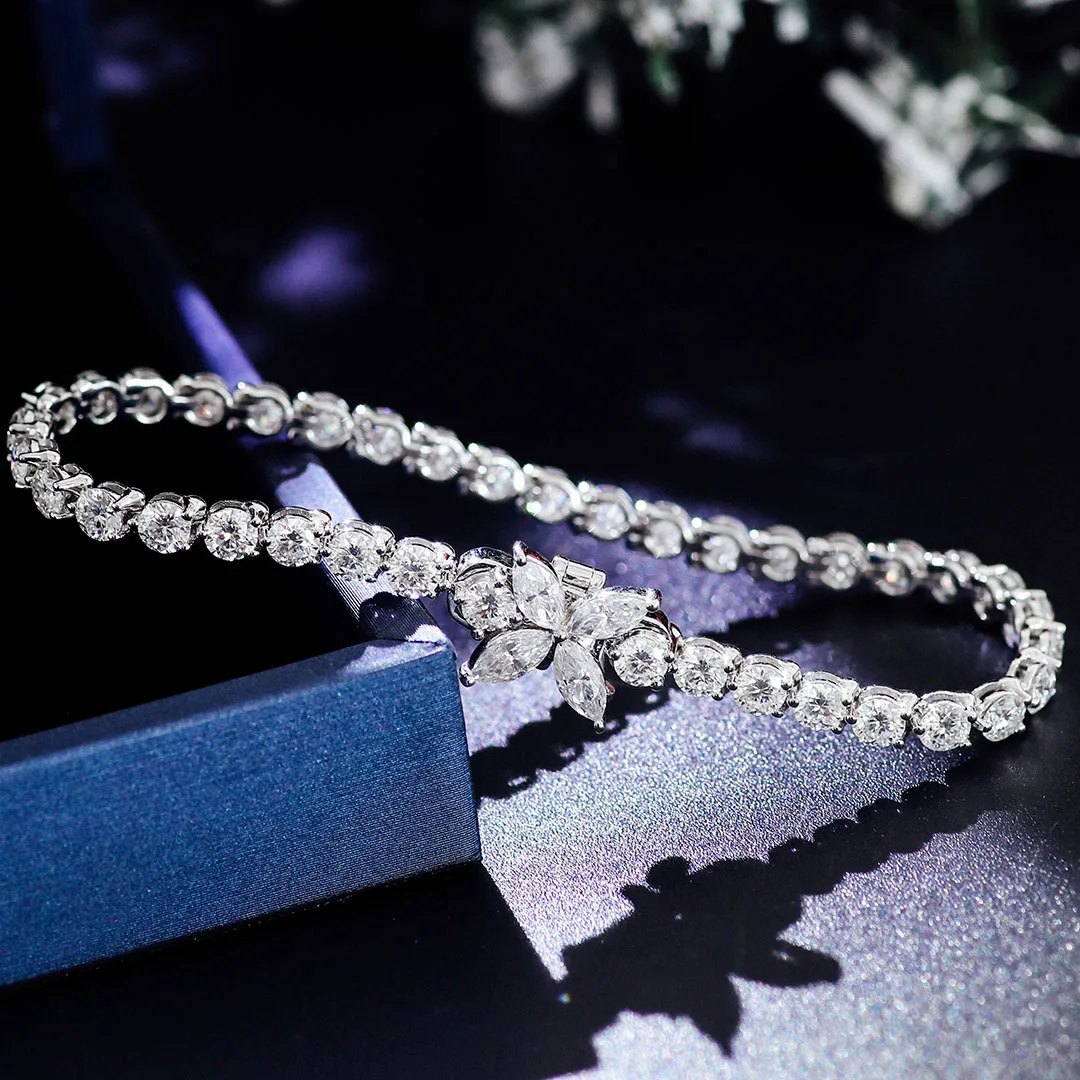 

Provence Fashion Tennis Bracelet 6.5In 14K white Gold DEF/VS Lab Diamonds Marquise cut Round cut Fine jewelryfor Women Custom