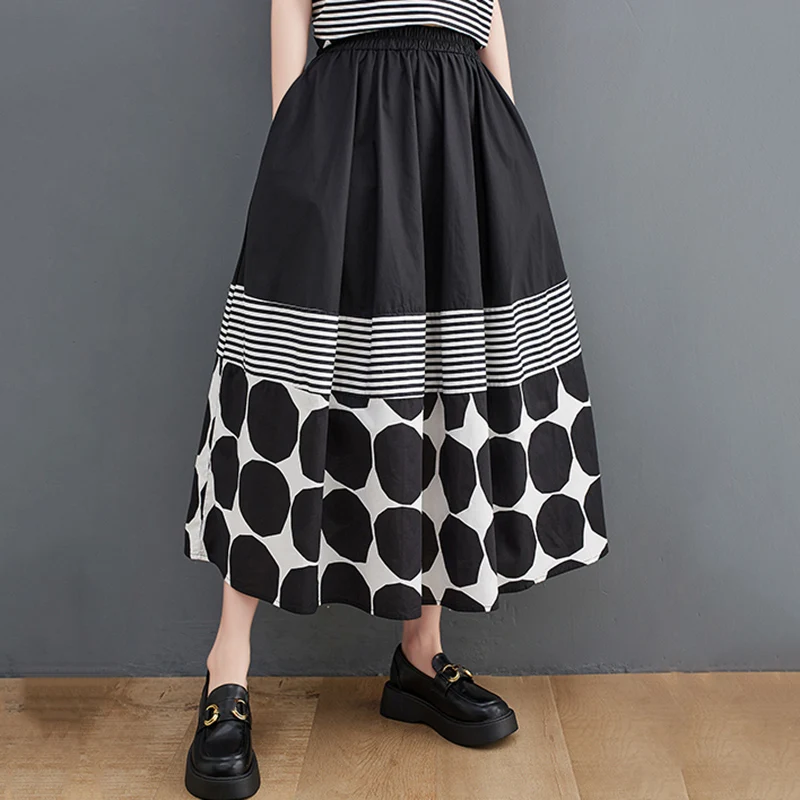 Oversized Vintage Print Loose 2 Two Piece Set Summer Short Sleeve Casual T Shirt Women T-shirt Fashion Clothing Skirt Suit 2026