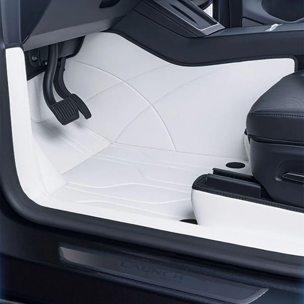 For 2025 2026 Tesla Model Y Juniper White Leather Floor Mats Single Dual-Layer All Weather Floor Trunk Liner Removable Carpet