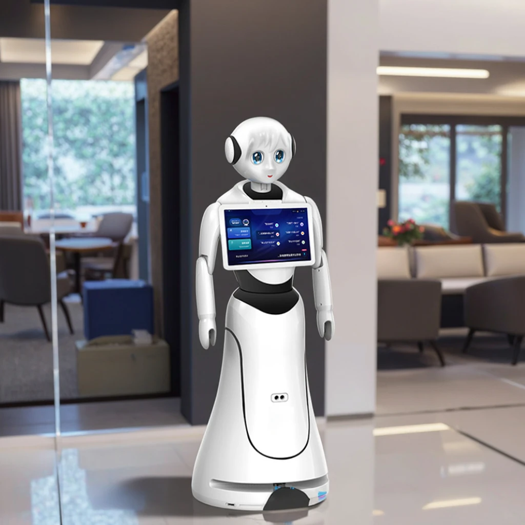 프리미엄 서비스 AI 리셉션 지능형 인사 로봇 스마트 음성 상호작용 LiDAR 내비게이션 자율 장애물 회피
