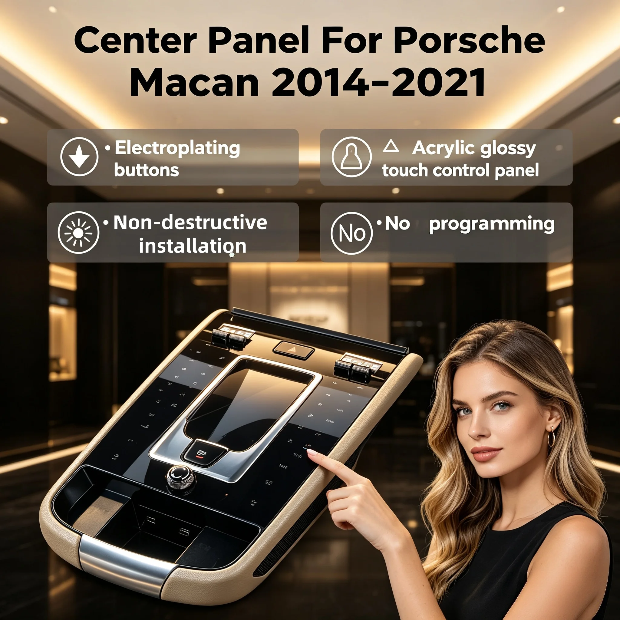 Center Console Gear Shift Panel Interior Decorative Accessories For Porsche Macan 2014-2021
