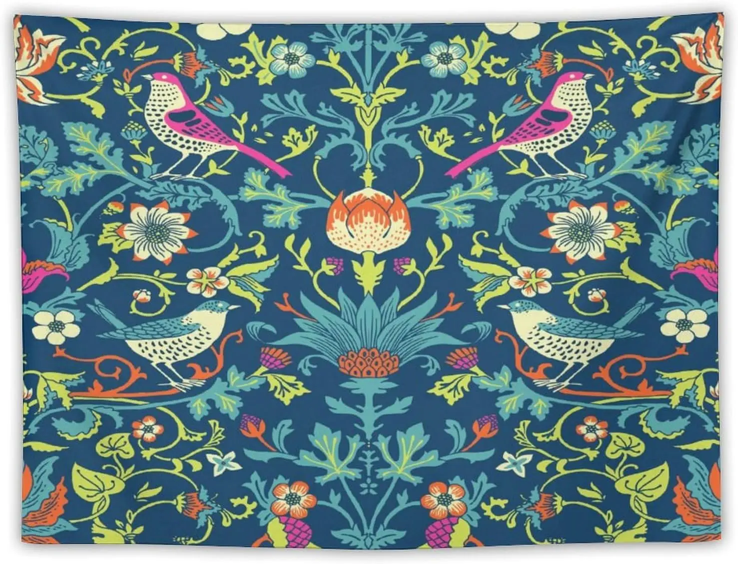 Bohemian Floral Tapestry Wall Hanging Decorative Bird Peacock Print Polyester Textile Art for Home Decor Living Room Bedroom Boh