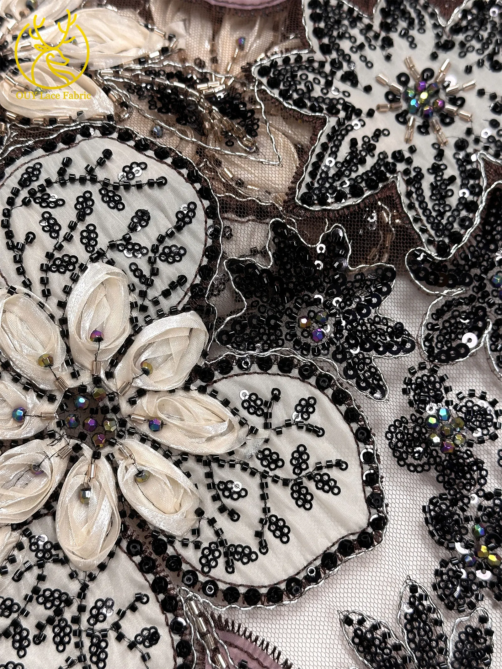 Modische Afrikanische Stickerei Perlenverzierte Tüllspitze 2026 Französische Pailletten Tüll-Netzspitze Nigerianisches Brautkleid Nähmaterial – Detail 15