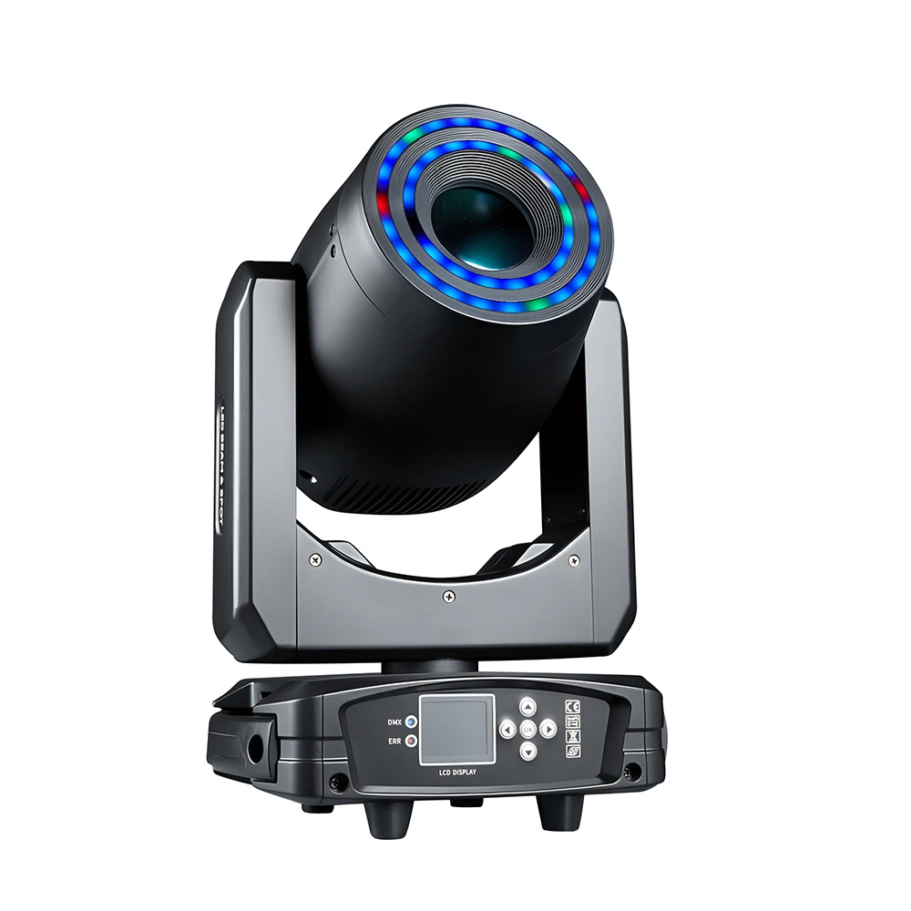 

New 200W LED patterned beam moving head light features an aperture and bi-prism effect supports DMX control is suitable for disc