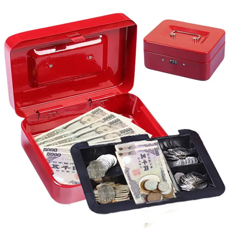 Mini Travel Safe Box Women Jewelry Box Portable Safe Lock Box With Security Code Keys Money Cash Storage Box Children Money Bank