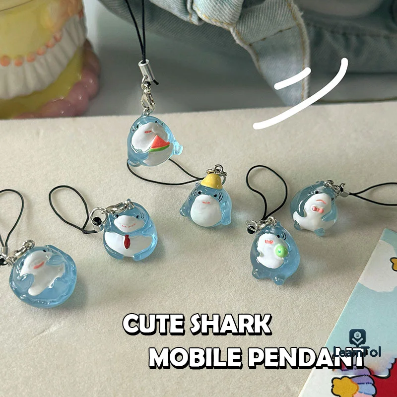 1Pc Cute Shark Phone Chain Cartoon Ocean Animal Mobile Phone Lanyard Keychain Cellphone Case Charms Camera Pendant