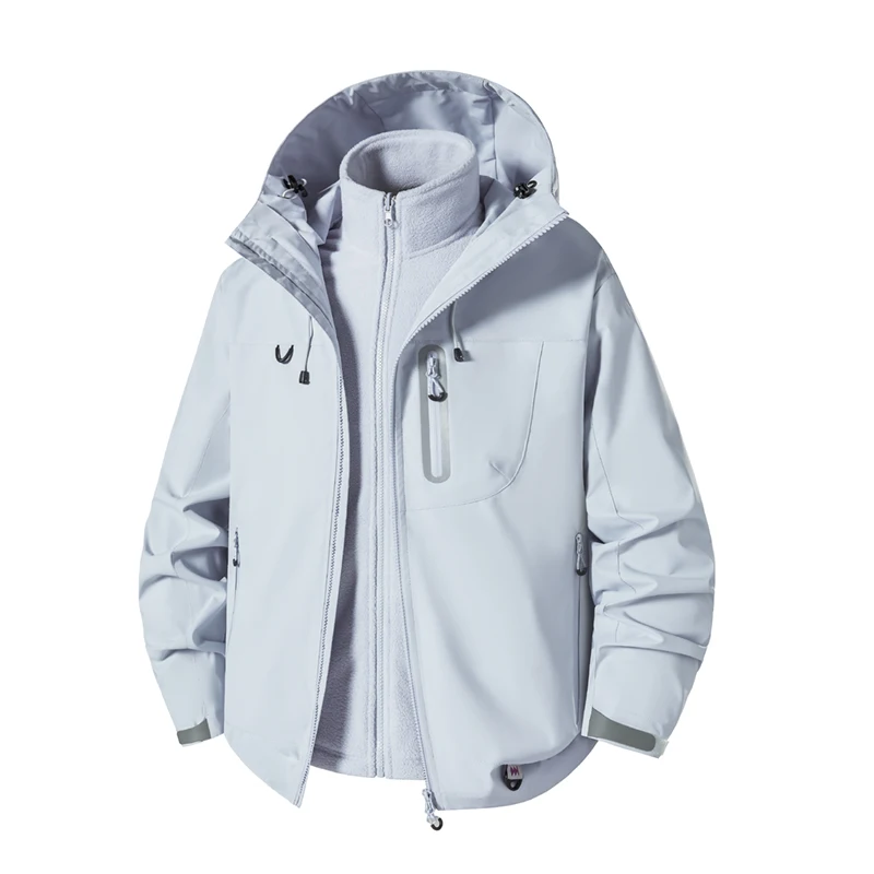 

2025 Spring and Autumn New Dopamine Outdoor Hooded Jacket Fashion Fleece Coat Windproof, Waterproof, Warm Couple's Jacket 3-in-1