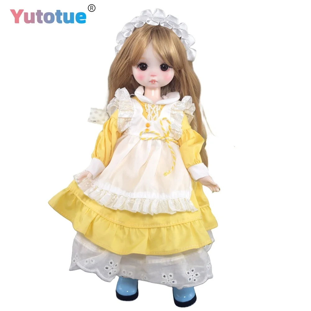 

YUTOTUE 30 см, кукла для девочек, мини-игрушка BJD, суставы, тело с модельной обувью, вьющиеся парики, полный комплект, подарок для детей