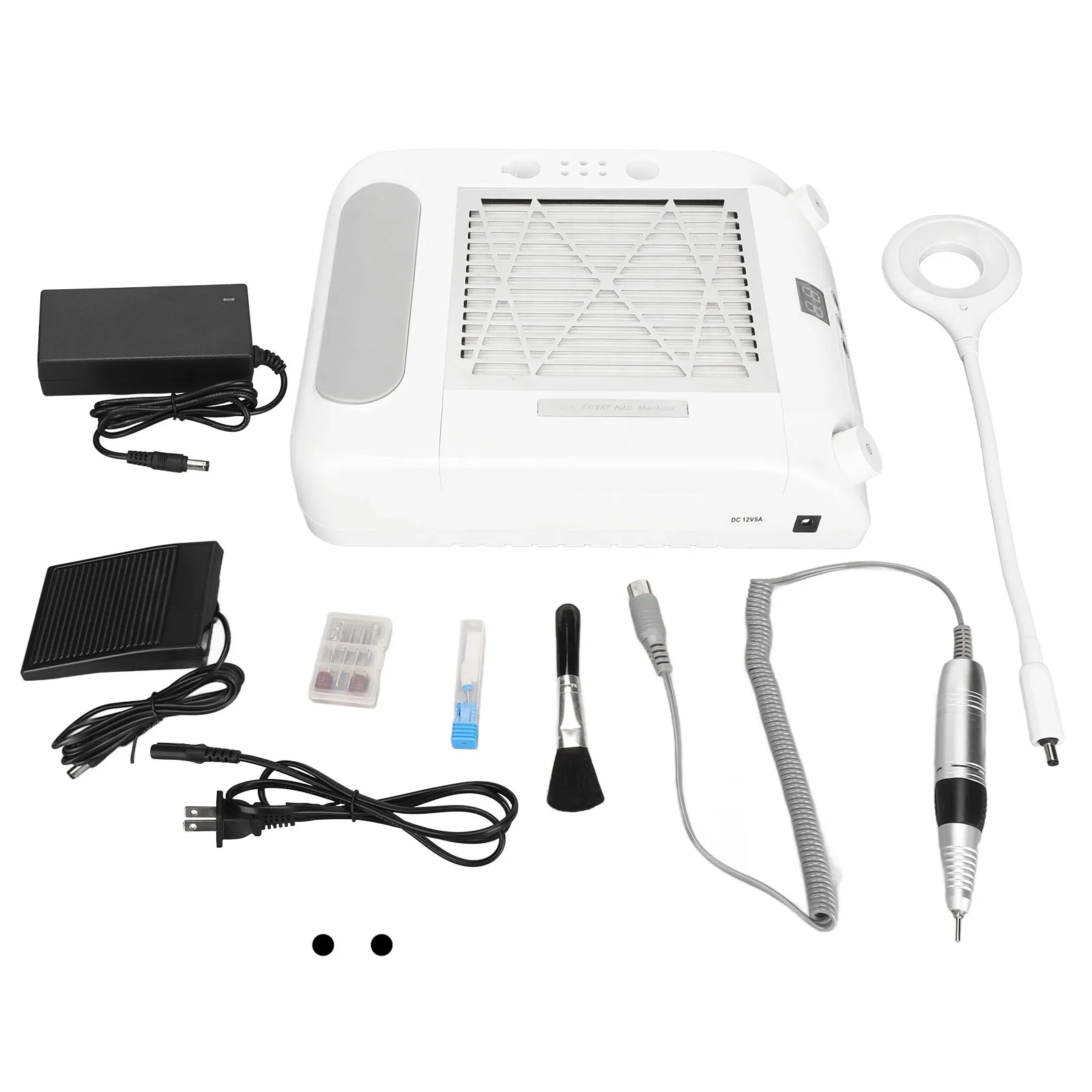 108W 6 in 1 Nail Drill Machine Polishing Machine With Lamp Nail Vacuum Cleaner Nail Art Machine