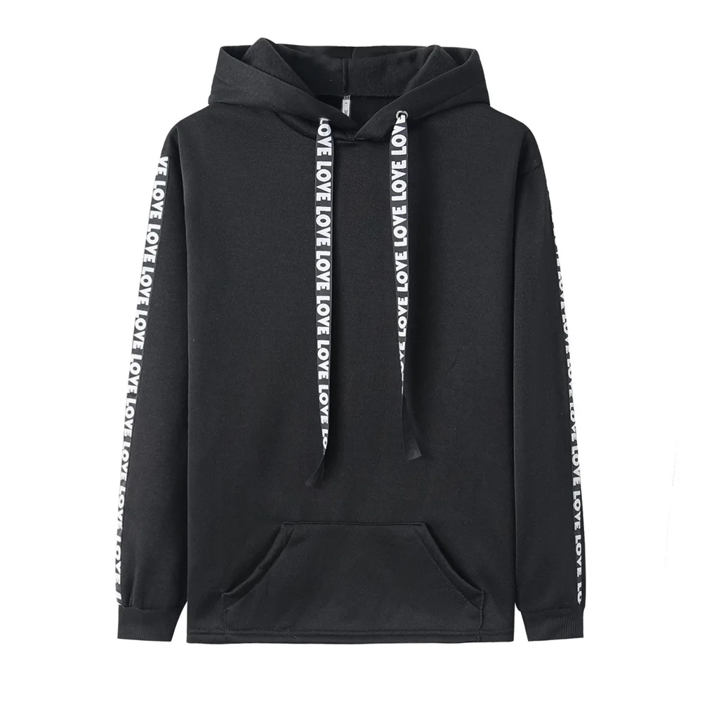 Fashion Women Casual Long Sleeve Letter drawstring  Sport Hooded Sweatshirt Pullover Tops Spring And Autmum S-3XL For 4 Colors