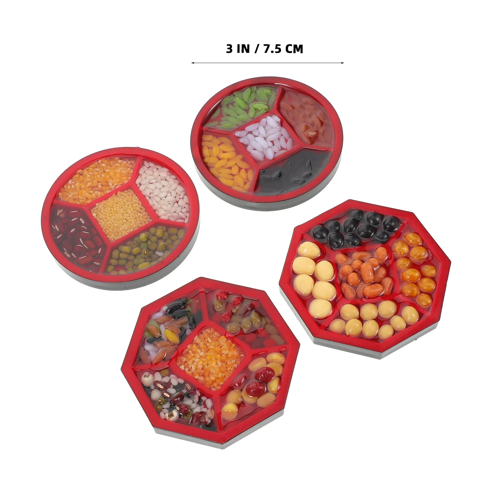 4 قطعة ملحقات بيت الدمى المصغرة محاكاة واقعية لوحة عرض حبوب الأرز للمطبخ ومشهد سوق الخبز المزيف