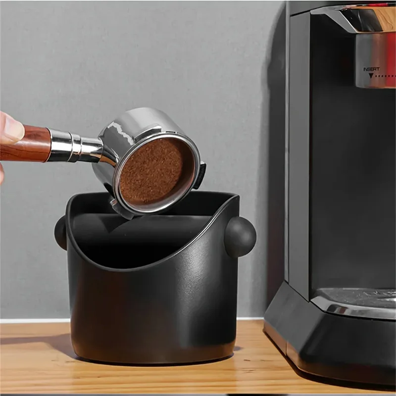 Food-Grade ABS Coffee Ground Shock-Absorbent Knock Box Thickened Anti-Slip Espresso Waste Bin Compact Coffee Bar Accessory
