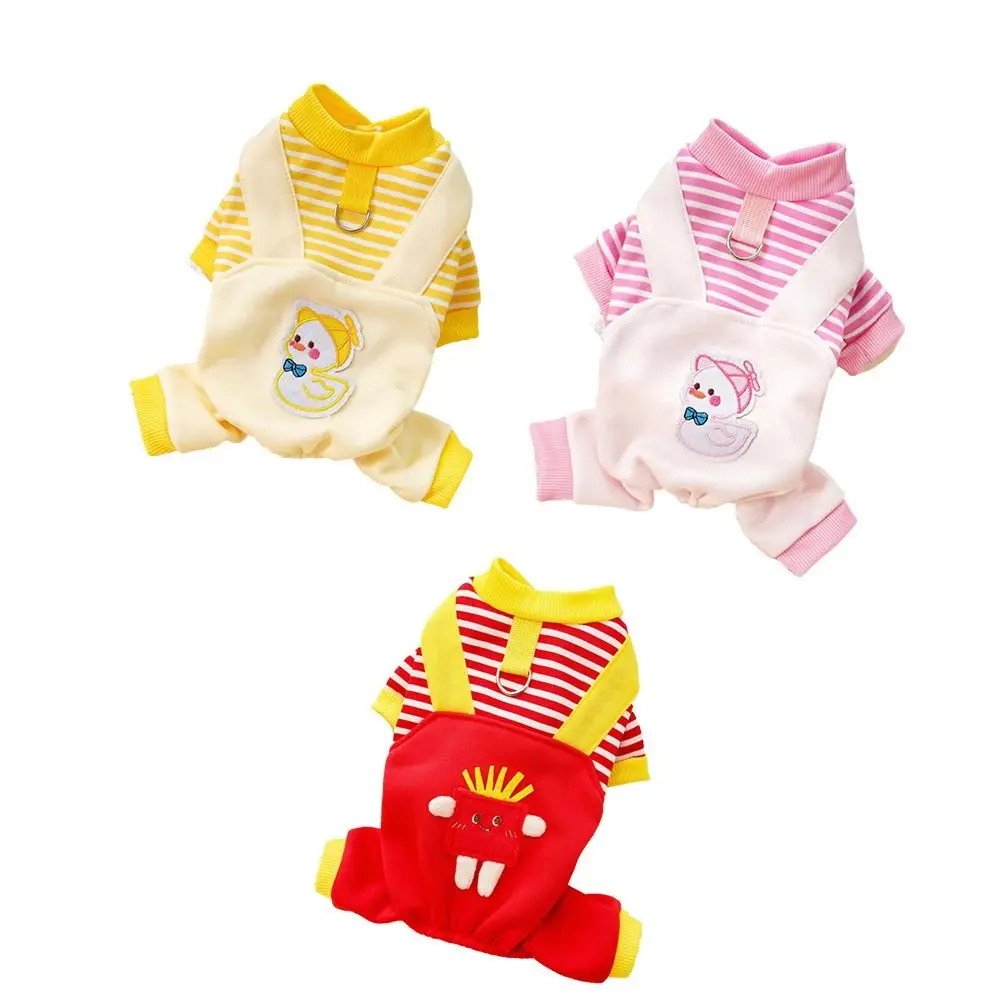 Pet Supplies Jumpsuit Pet Clothes Striped Hoodie Style Cat Sweatshirt Soft French Fries Dog Four-legged Overalls Chihuahua