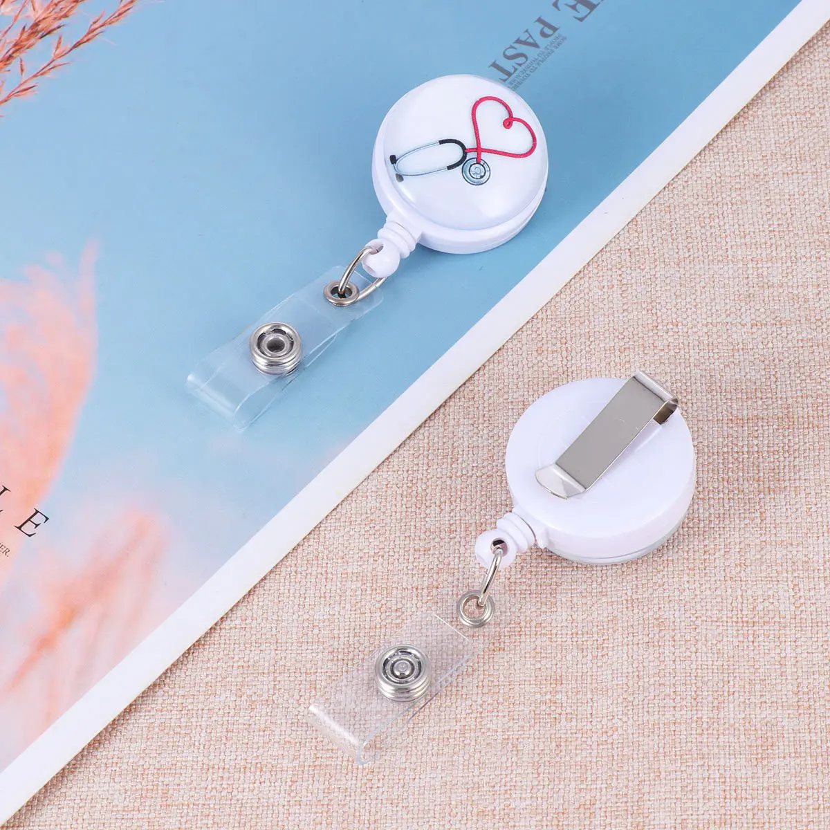 2Pcs ABS Retractable Badge Reel Id Holder for Nurses Doctors Students Factory Staff Contractors Perfect Gift